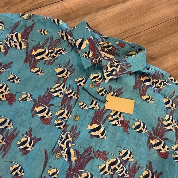 Cooke Blue Fish Casual Hawaiian Shirt‎ Men XXL Bin I-30 - NWT - Picture 2 of 7